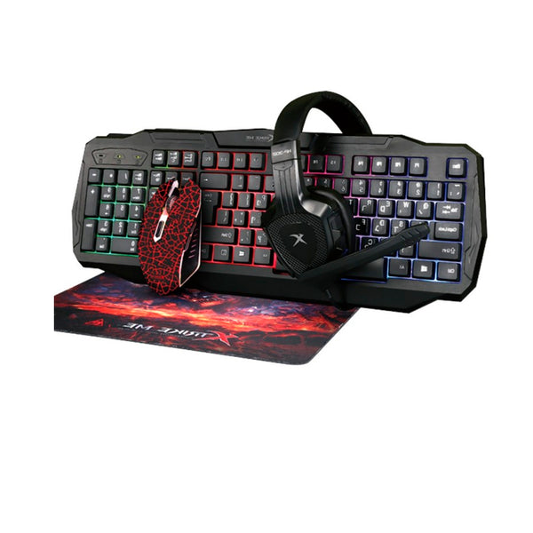 Kit Gaming 3200 dpi: Teclado, Mouse, Audífonos y Mousepad