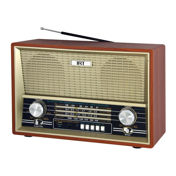 Parlante Portátil Retro Bt fm am sw1 2 usb sd aux Irt