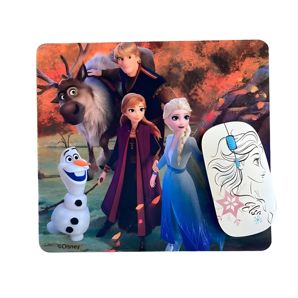 Kit Mouse Inalambrico + Mouse Pad Disney Frozen