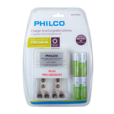 Cargador Philco C/4 Pilas Aa 2700 Mah Pre-Cargadas