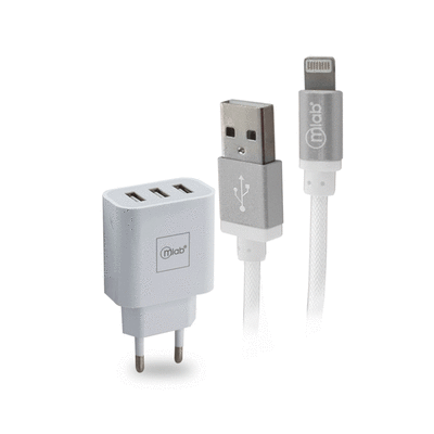 Kit Accs 2 En 1 Cable App + 220v 3 USB
