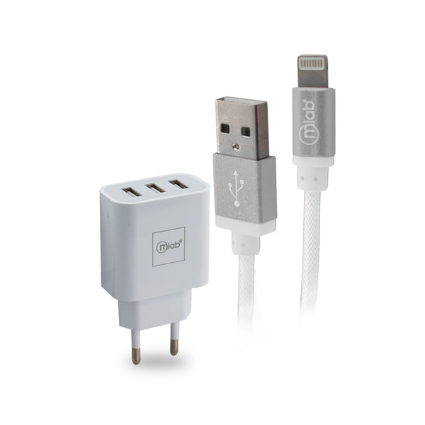 Kit Accs 2 En 1 Cable App + 220v 3 USB